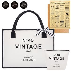 40Th Birthday Gifts Canvas Tote Bag Vintage 1985 Beach Bag ^_^